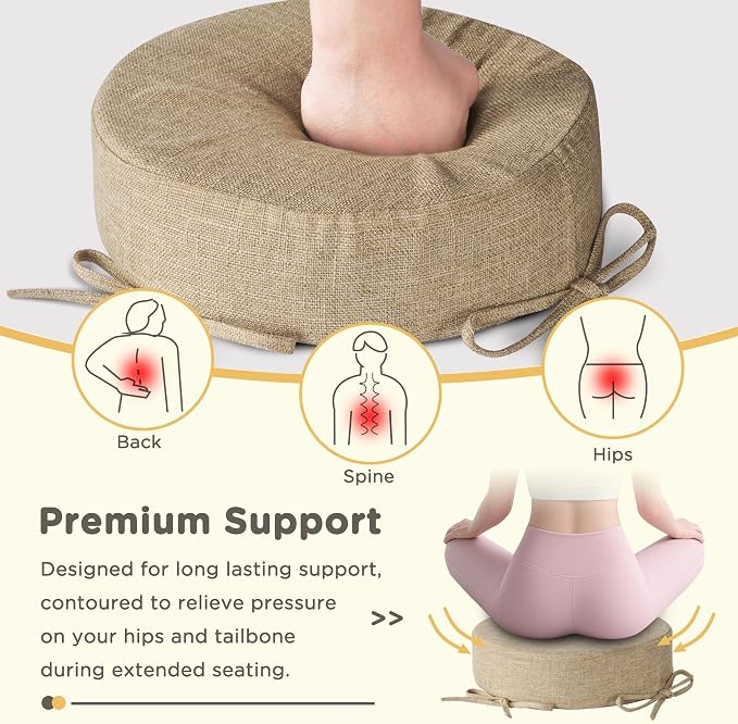 Bar Stool Cushions Round 3" Thick Round Seat Cushions for Chairs 2 Pack Non Slip Bistro Chair Pads with Machine Washable Cover (12 Inch, Beige)
