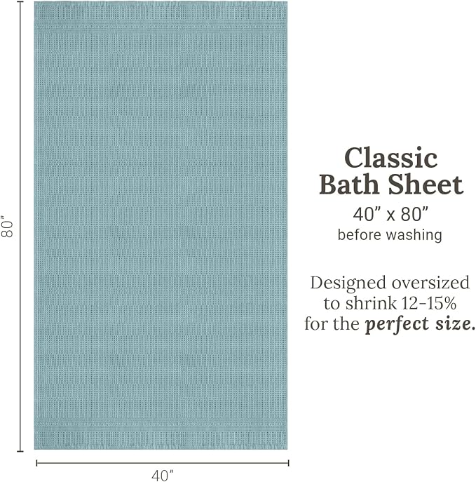 GILDEN TREE Waffle Bath Sheet Large Bath Towels Quick Dry Thin Body Towels, 40x80 Oversized Bath Towels for Adults, Classic Style (Seafoam)
