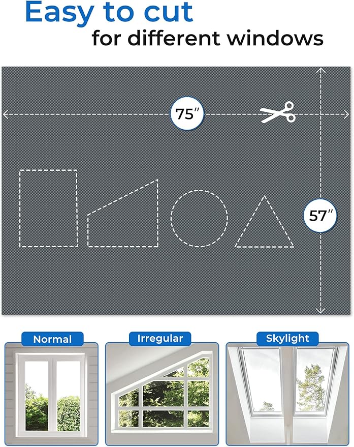 Sumobaby Blackout Curtains for Bedroom 75"x57" Portable No Drill Blackout Blinds with Heat-Resistant Magic Tapes,100% Black Out Window Cover Easy to Cut Fit for Home Cinema,Dorm Room,Nursery(Gray)
