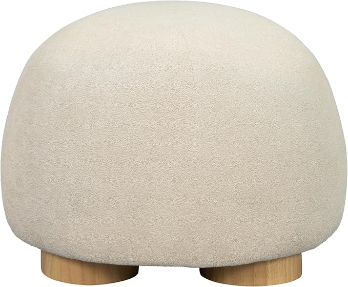 Christopher Knight Home Aria 20.08" Round Fabric Ottoman Stool, Upholstered Footrest with Foam Seat, Modern Accent Ottomans with Wood Legs, Small Footrest for Entryway Living Room, Oatmeal