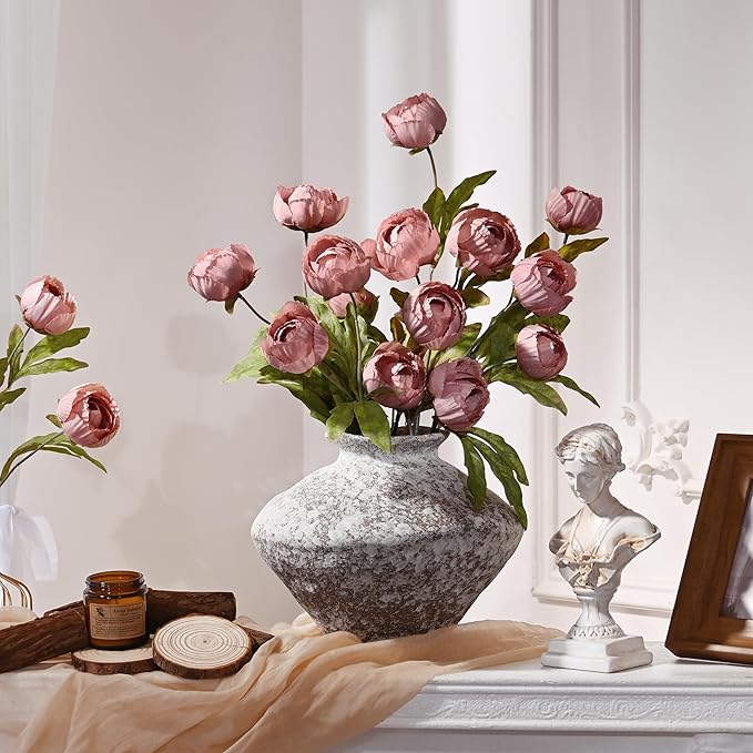 Waipfaru 6 Pcs Faux Peonies Artificial Flowers for Vase, 27" Fake Silk Peonies Flowers for Wedding, Vase Filler Pink Flowers for DIY Bouquets Centerpieces Bridal Shower Office Decor