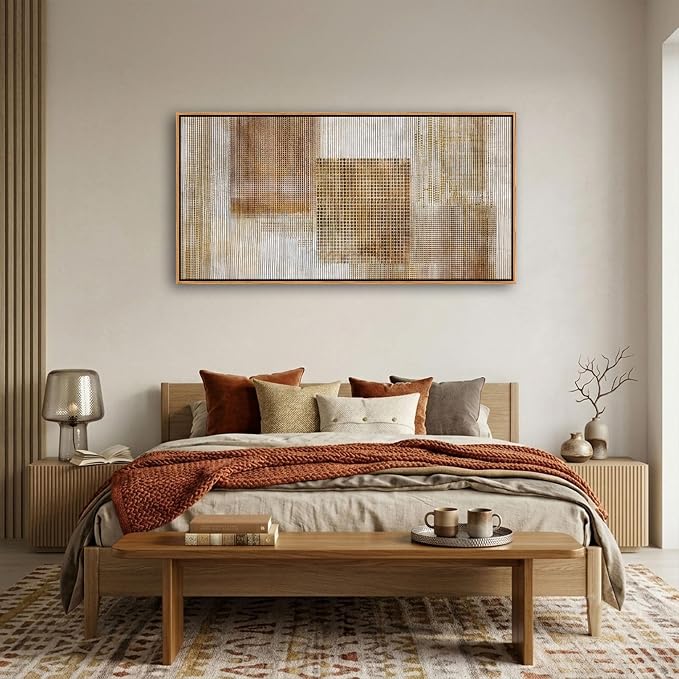 Large Beige Abstract Canvas Wall Art for Living Room - Modern Neutral Minimalist Framed Artwork, Warm Creamy Textured Wall Paintings for Bedroom Decor, Sophisticated Gallery Pictures 20×40In