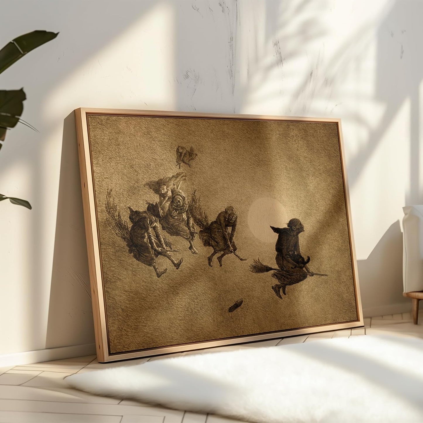 Poster Master Vintage Witches Ride Poster - Retro Flying Witches Print - Halloween Art - Pagan Art - Gift for Men & Women - Gothic Wall Decor for Living Room, Bedroom or Dorm - 11x14 UNFRAMED Wall Art