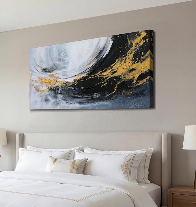 Acocifi Textured Abstract Canvas Wall Art for Living Room 48"x24" | vertical or horizontal hanging, waterproof, non-fading, artwork for office bedroom home decor, easy to hang