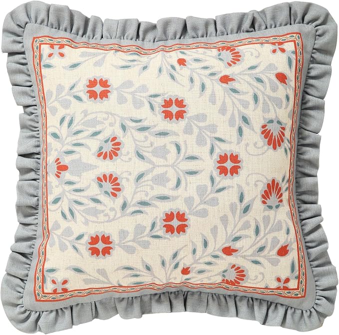 bilin gaier Vintage Linen Throw Pillow Cover,18"x18"-Flowershadow B | Designer Elegant Square Pillow Cover,Concealed Zipper Design,Floral Pattern,Sofas,Bedroom,Living Room,Lounge Chairs