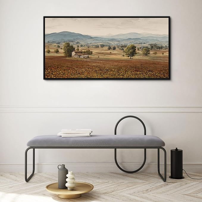 yiijeah Framed Artwork for Walls Extra Large Vintage Nature Earthy Wall Art landscape pictures Canvas Paintings Decor for Living Room Bedroom Entryway 40x20 Inches