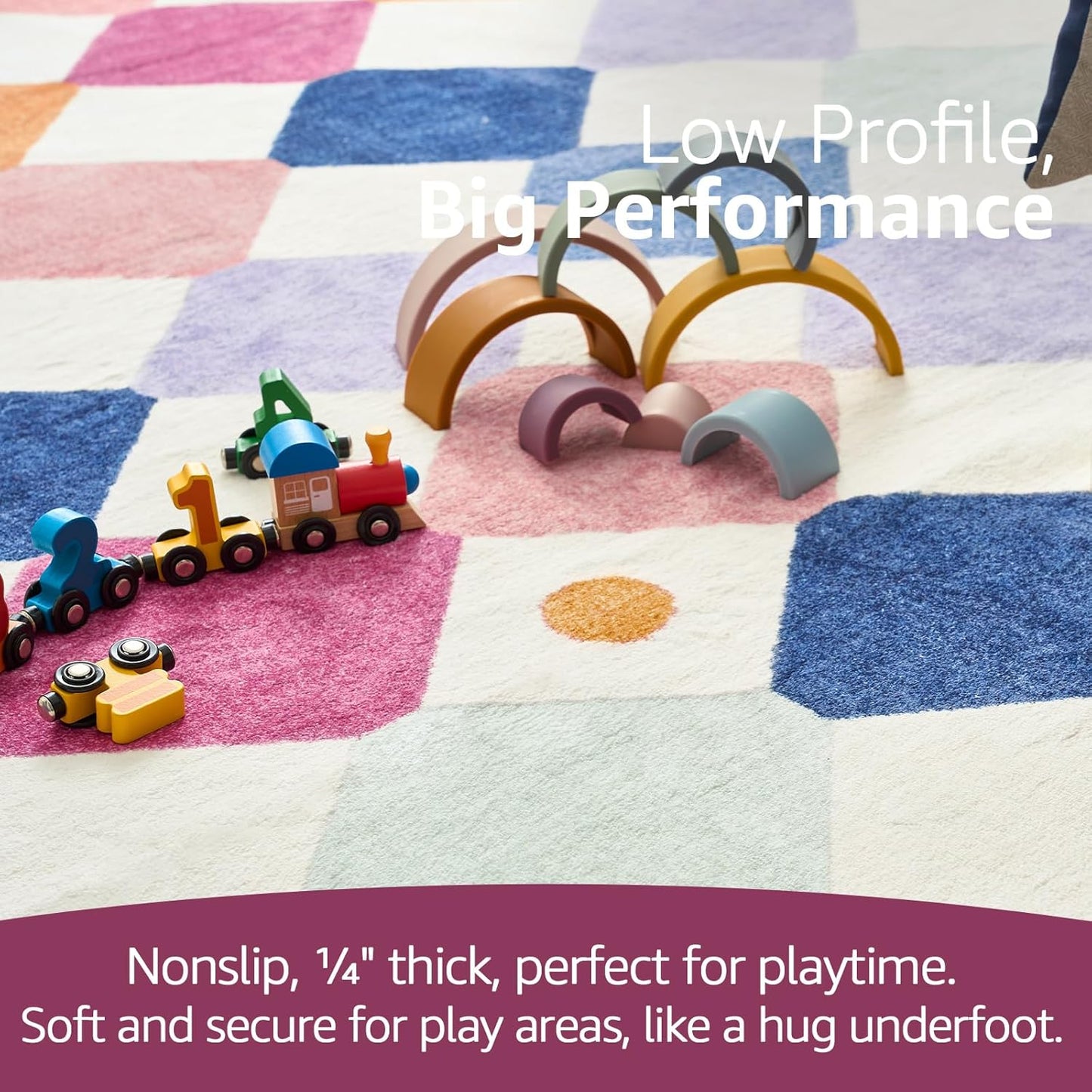 jinchan Area Rug 5x7 Kids Washable Indoor Floor Cover Non-Slip Modern Soft Rug Elementary School Classroom Colorful Diamond Carpet for Nursery Playroom Daycare Bedroom Living Room Berries on Cream