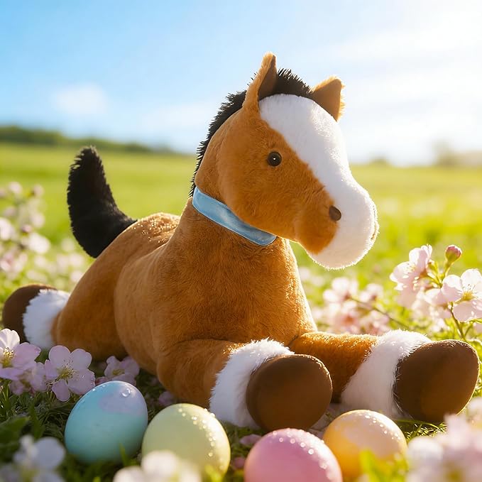 MaoGoLan Giant Horse Stuffed Animal, Large Horse Plush Toy for Girl Boy Kids, Big Ridable Stuffed Pony Plush Pillow for Easter Birthday Gifts or Party Favor Decor, 33 inches, Tan