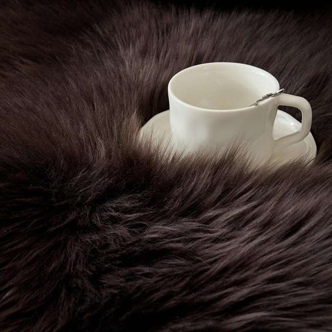 Premium Genuine Sheepskin Area Ruge - Real Wool Fur Shaggy Carpet | Fluffy Soft Natural Lambskin Rug Seat Chair Covers for Couch Sofa Bedroom Living Room(Coffee,2×6 Feet Sheepskin)