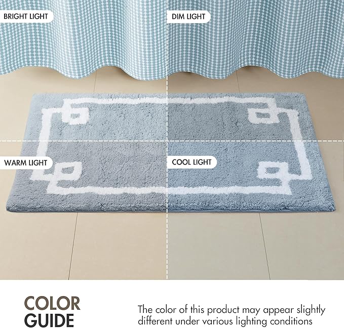 Madison Park Evan 100% Cotton Bathroom Rug Non Slip Backing-Luxrurious Tufted Plush Bath Mat Absorbent, Quick Dry, Spa Design Shower Room Décor, 20x30, Blue