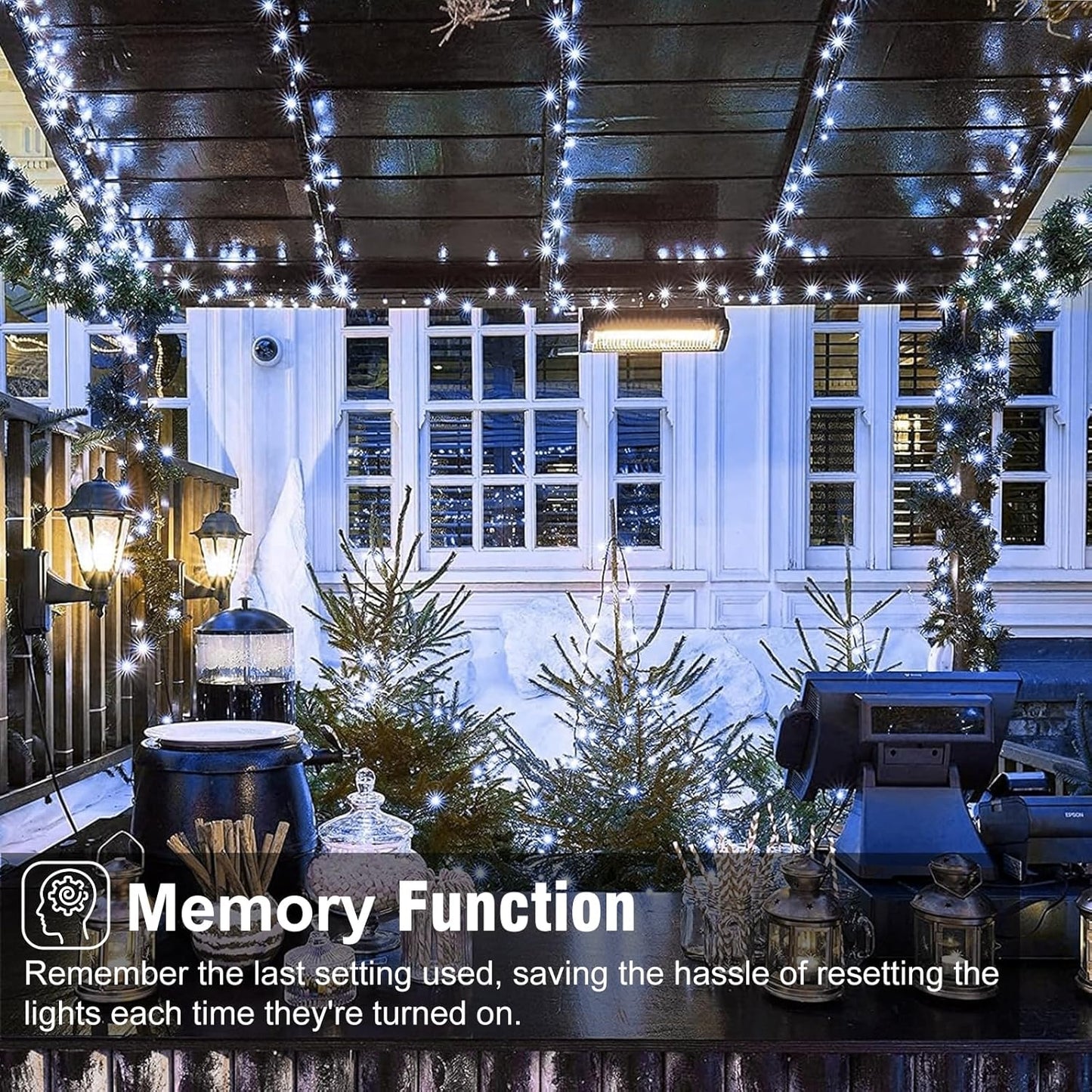 262FT 800 LED Christmas Lights, Plug in Christmas Tree Lights Outdoor with Timer and 8 Modes, Green Wire Waterproof String Light for Indoor House Yard Patio Xmas Decorations, White