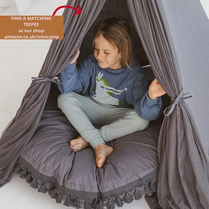 MINICAMP Large Kids Floor Cushion – Ultra Fluffy Washable Bean Bag Chair & Reading Pillow with Boucle Sherpa Cover – Soft Kids Lounger Floor Seat for Playroom, Bedroom or Nursery - Made in EU