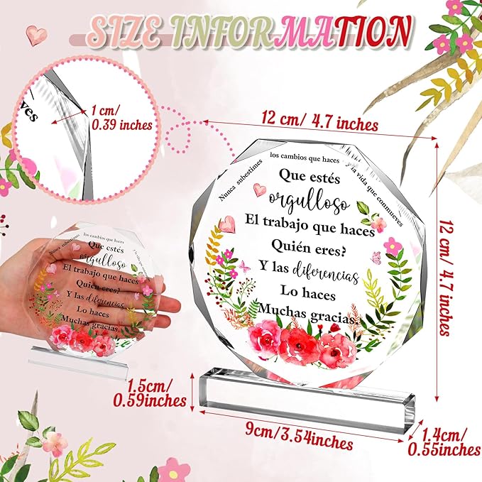 Yinder Thank You Gifts for Women Appreciation Gifts for Coworker Employee Nurse Teacher Leader Boss Inspirational Quotes Acrylic Desk Decor for Home Office Farewell Retirement