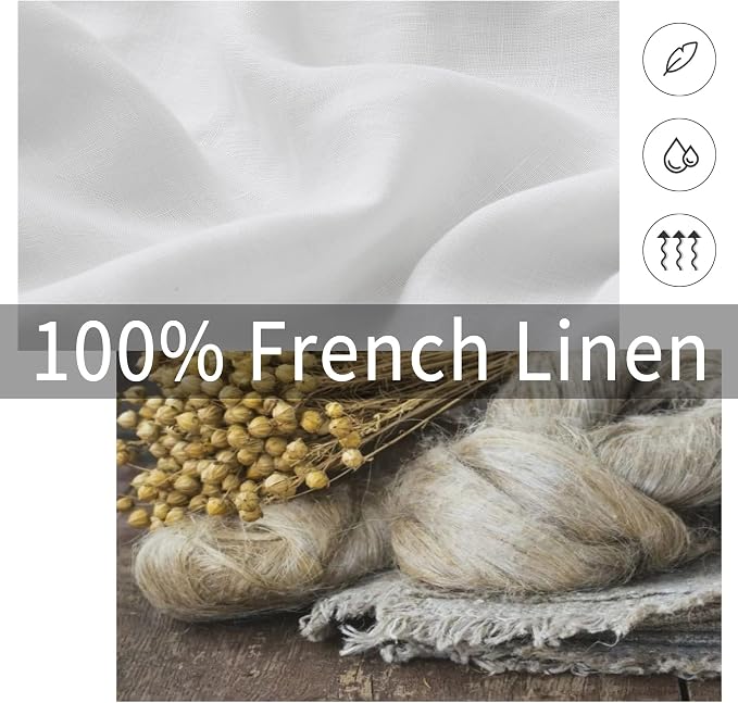 ATLINIA Linen Pillow Cases Euro Sham - 26 x 26 Inch Bed Pillow Protector Cover Set of 2 Bedding Cooling Neutral Pillowcase Shams White