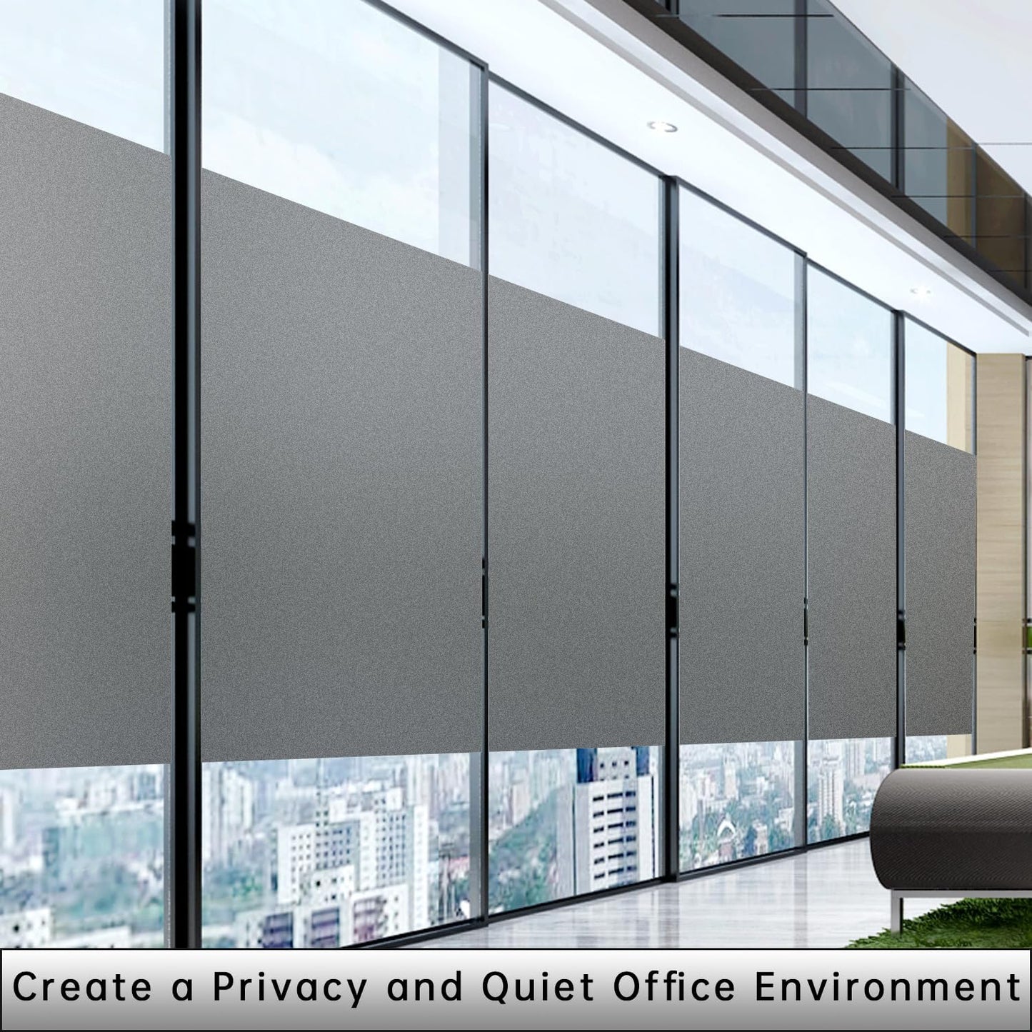 Frosted Glass Window Privacy Film Decorative, Bathroom Privacy Film for Glass Windows Cover, Static Cling, Removable, Reusable, Anti-UV, Anti-Glare, Heat Blocking,Gray,17.5X196.9Inch