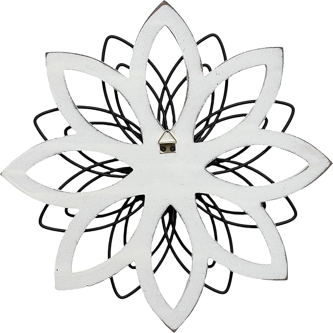 Remenna Metal Flowers Wall Decor, Metal Rustic Wall Art Decoration Farmhouse Wall Decorations Multiple Floral Hanging Decor for Bathroom Living Room Home Office Garden Kitchen (white & blue)