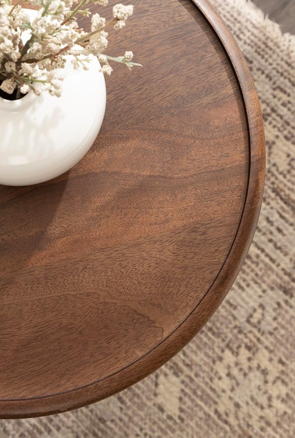 Kate and Laurel Willoughby Modern Wooden Spiraled Round Side Table, 15 x 15 x 24, Walnut Brown, Accent Pedestal End Table with Turned Base for Use as Indoor Plant Stand or Bedroom Nightstand Option