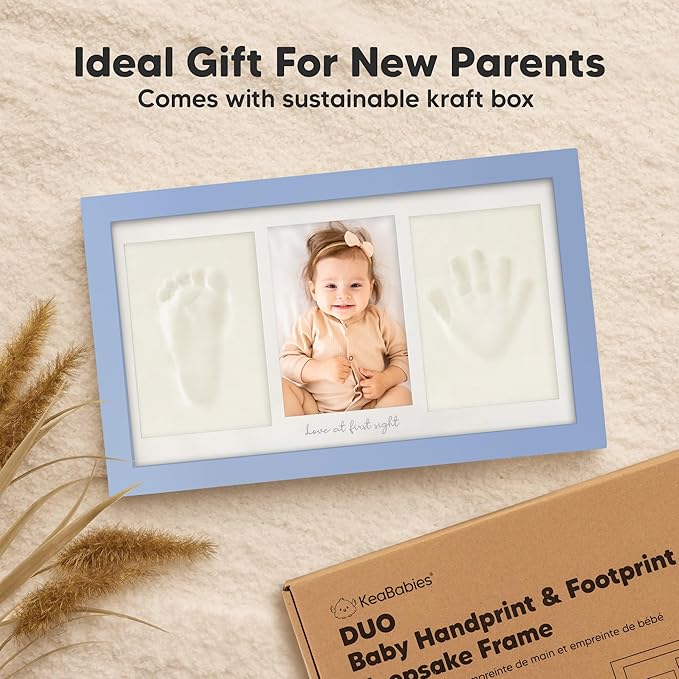 KeaBabies Baby Hand and Footprint Kit and First 5 Years Baby Memory Book Journal - Kids Prints Duo Photo Frame for Newborn - 90 Pages Hardcover First Year Keepsake Milestone Book for Boys, Girls