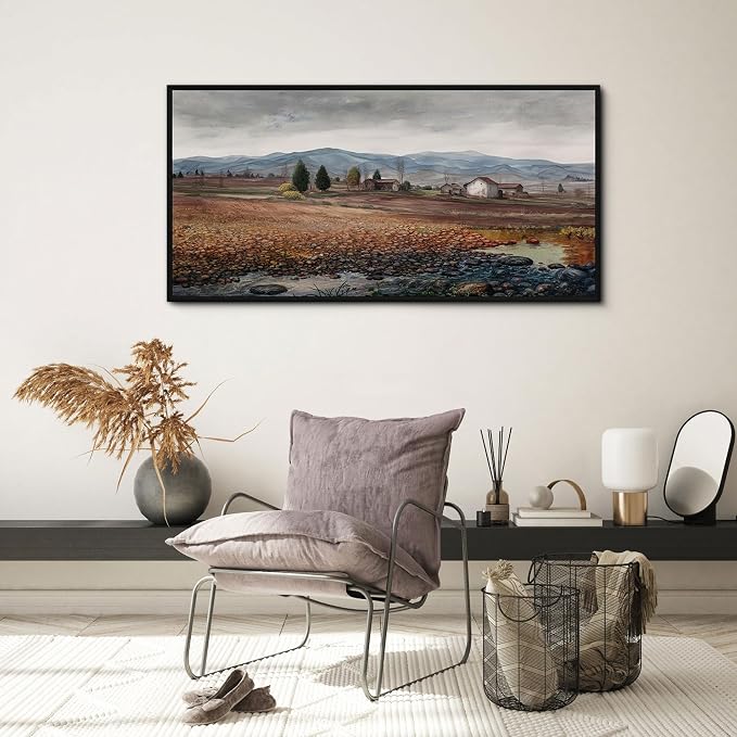 yiijeah Framed Artwork for Walls Extra Large Vintage Nature Earthy Wall Art Scenic Canvas Paintings Decor for Living Room Bedroom Entryway 40x20 Inches