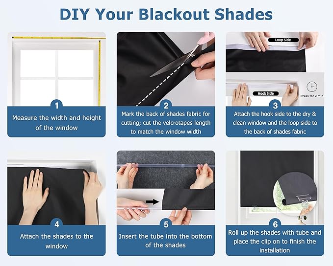 LazBlinds 100% Blackout Door Curtain, No Tools No Drill Cordless Blinds for Windows, Thermal Insulated UV Protection Privacy Window Curtains for French Door Front Door(26''W x 68''H, Grey, 1 Panel)