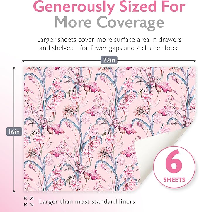 Scented Drawer Liners for Dresser Fragrant Paper Liner for Drawers Cabinet Shelf Linen Closet and Kitchen Scent Liners Non Adhesive (Floral Bliss)