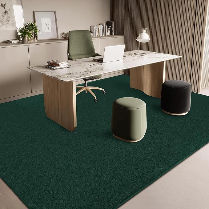 qulint Dark Green Area Rug for Living Room 5x8, Washable Rugs for Bedroom with Thickened Memory-Foam, Minimalist Modern Carpet Non Slip Alfombras for Boys Girls Kid Room Nursery Dorm Home Decor