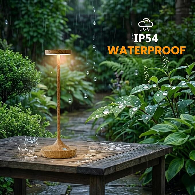Set of 2 Cordless Table Lamps, Rechargeable 6000mAh LED Desk Lamps, Up to 72 Hours, Touch Control with 3-Level Dimming, Waterproof for Restaurant, Dining, Patio & Home Decor (Bamboo Pattern)