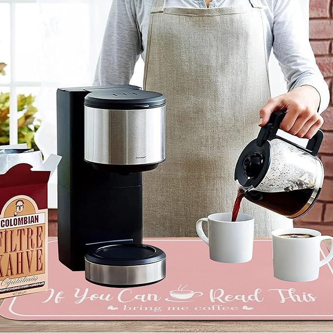 Coffee Bar Mat for Countertops 19inx12in,Absorbent Hide Stain Anti-Slip Cafe Bar Accessories Fit Under Coffee Machine Mat,dish drying mats for kitchen