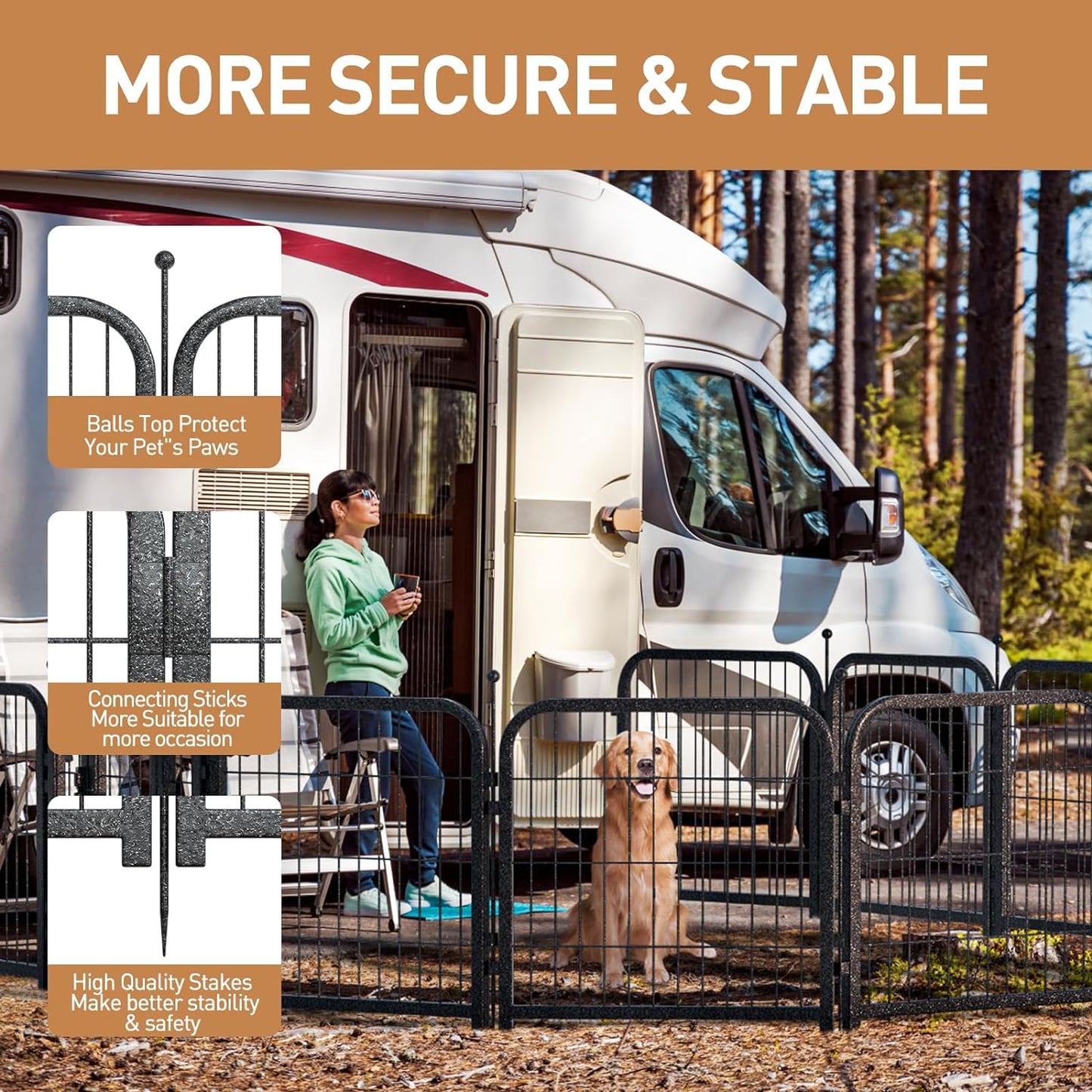 Metal Dog Playpen, 40" Inch Height 24 Panels, Large Dog Fence for Large/Medium/Small Dogs Indoor & Outdoor Bliss, Perfect Dog Pen for Camping, Yard and RV | Black-Silver