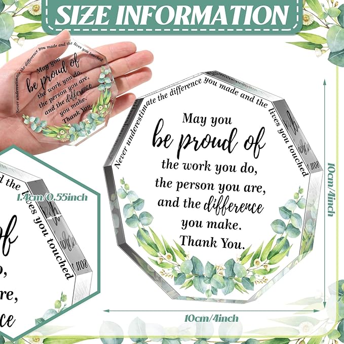 Yinder Thank You Gifts for Women Appreciation Gifts for Coworker Employee Nurse Teacher Leader Boss Inspirational Quotes Acrylic Desk Decor for Home Office Farewell Retirement