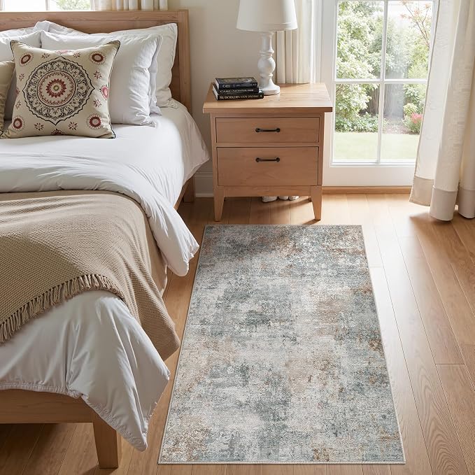 Tortania Area Rug Living Room Rugs - 3x5 Washable Soft Neutral Boho Moroccan Farmhouse Mat Indoor Floor Carpet for Bedroom Under Dining Table Home Office Decor - Grey Brown