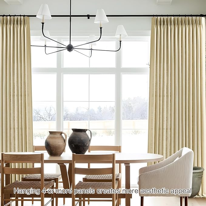 YZ HOME Grey Beige 108 Inch Curtains Pinch Pleated Curtain for Living Room, Floor to Ceiling Extra Long Light Filtering Pleat Drapes Textured Thick Semi-Sheer Curtains for Bedroom Farmhouse, 2 Panels