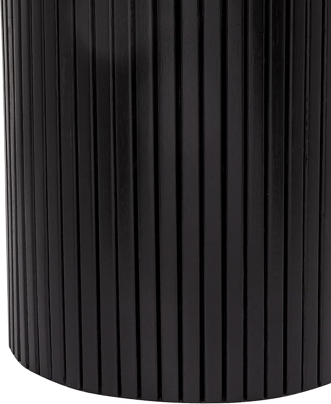 Black Side Tables Living Room, Modern Drum End Table, 18 inch Wide Black Accent Table, Fully Assembled, End Table, Bedside Table for the Living Room and Bedroom