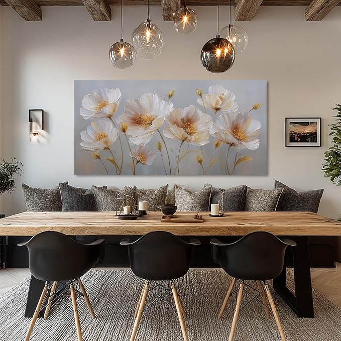 Ggaafet Yellow Flowers Wall Art for Living Room Canvas Oil Painting Prints Beautiful Floral Blooming Art Deco Pretty Artwork Office Bedroom Family Dining Room Decor Extra Large