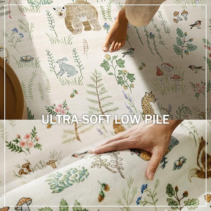 5x7 Area Rugs for Living Room: Washable Bedroom Rug Vintage Rugs Stain Resistant Non Slip Low Pile Soft Lightweight Carpet Rugs for Kitchen Dining Room Farmhouse Nursery Kids Room Home Office