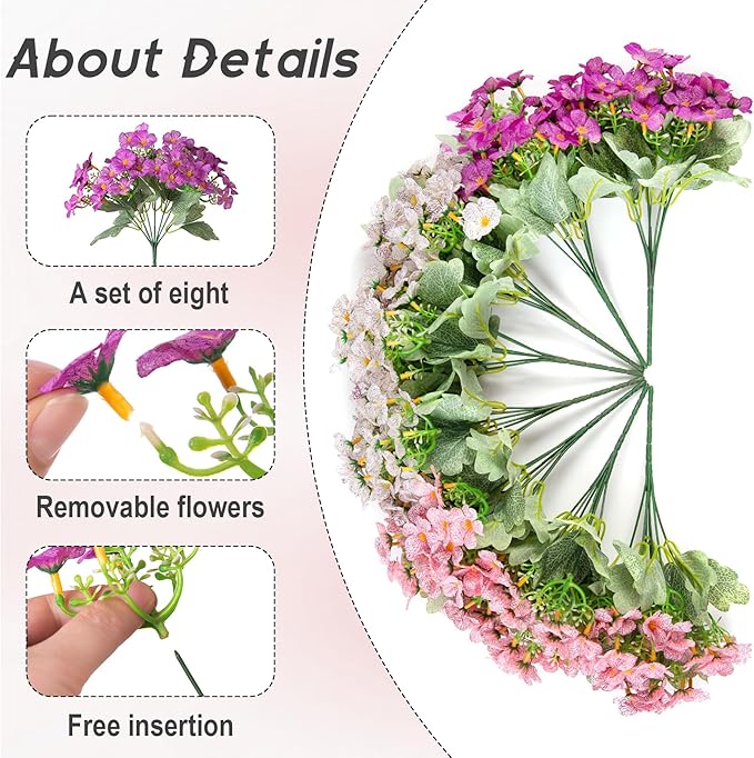 Artificial Fake Hanging Plants Flowers Basket for Spring Outdoor Decoration, Faux Silk Daisy UV Resistant Look Real with Eucalyptus Leaves Summer Decor for Patio Garden Outside(Pink White Purple )