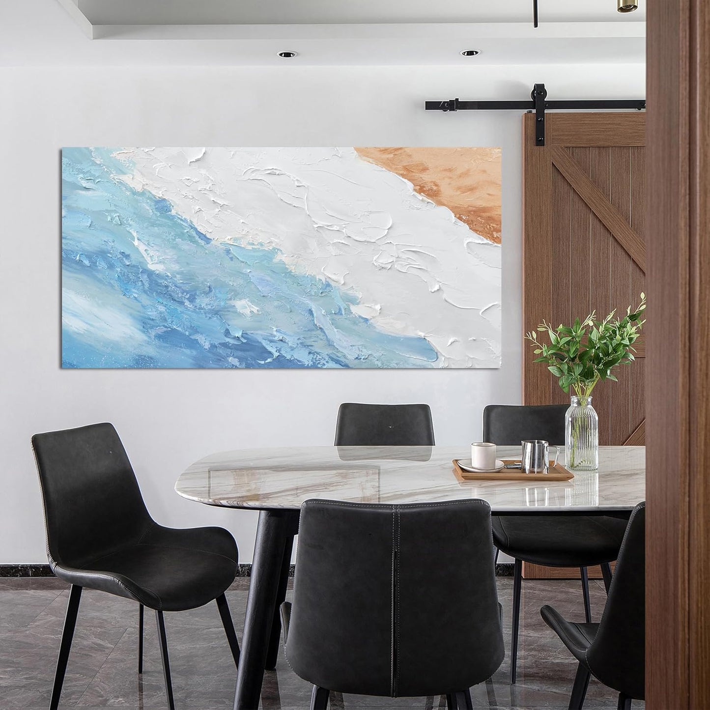 Canvas Wall Art Decor Abstract Canvas Art Wall Decor Wall Pictures for Living Room Modern Abstract Wall Art Prints White Blue Wall Art Decorations Artwork for Walls Bedroom Office Wall Art Decor 20" X 40"