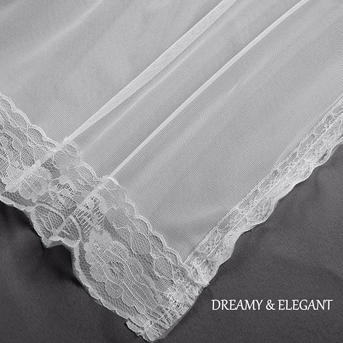 Dark Grey Blackout Curtains 96 Inch Length with White Sheer Voile - Double Layered Mix and Match Nursery Grommet Curtains for Living Room,52 by 96 in, 2 Pieces