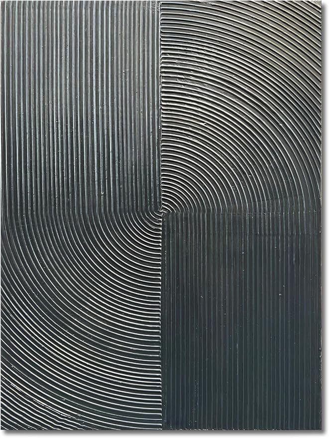NANKAI Hand Painted Abstract Modern Oil Painting 40x28 Inch Black Texture Contemporary Wall Art Minimalist Frame Artwork for Wall Decoration
