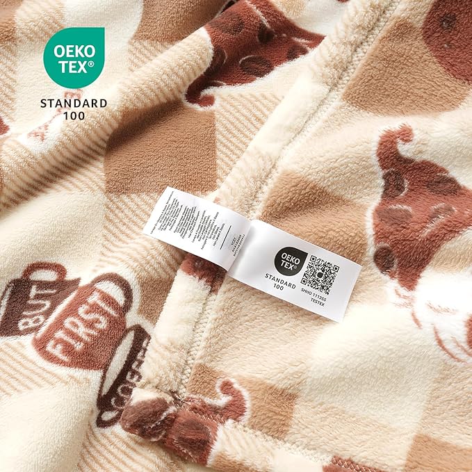Cozy Bliss Gnome Coffee Throw Blanket - Warm MilkyPlush Throw Blankets,Ultra Soft Cozy Blankets for Couch,Sofa and Bed,Brown,60X80inches