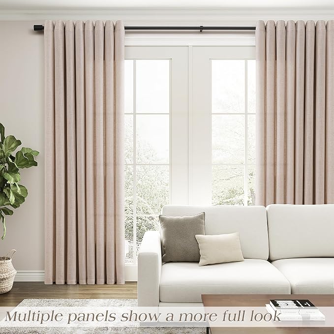 Nanspring Oatmeal Linen Curtains 84 Inches Long for Living Room Grommet Semi Sheer Light Filterinig Bedroom Window Curtain Panels Neutral Tone Modern Minimalist Room Cozy Decor 52x84,2 Panels Sets