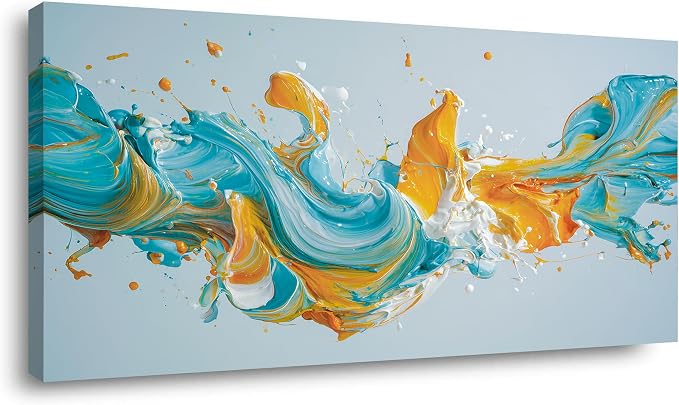 Ggaafet Blue Abstract Wall Art for Living Room Canvas Painting Prints Pigment Liquid Art Deco Modern Artwork Office Bedroom Family Room Decor Large
