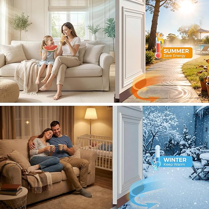 Hojoy 2 Pack Under Door Draft Stopper, Adjustable Door Sweep Anti-Collision Strong Adhesive Weather Stripping Tape Soundproof Draught Stoppers 2" W x 39" L, Brown