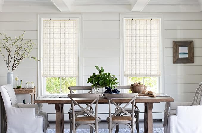 LazBlinds Cordless Bamboo Blinds, 27"x48", Whitewash B | Bamboo Roll Up Shades for Windows, Light Filtering Hanging Window Blinds, Bamboo Shades for Patio Indoor/Outdoor Porch