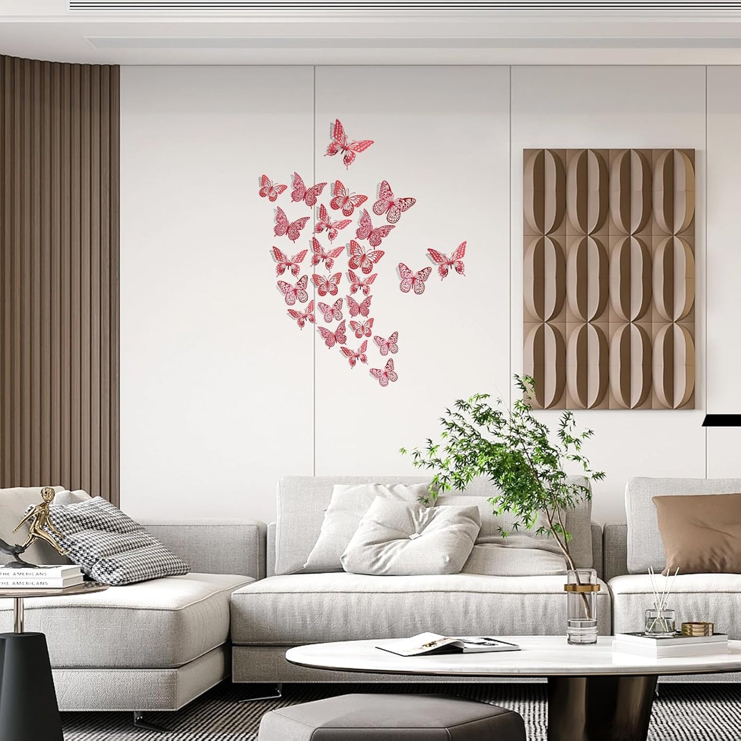 SAOROPEB 3D Butterfly Wall Decor - 48 Pcs, 4 Styles, 3 Sizes - Removable Stickers (Blood Red) for Birthday & Party Celebrations