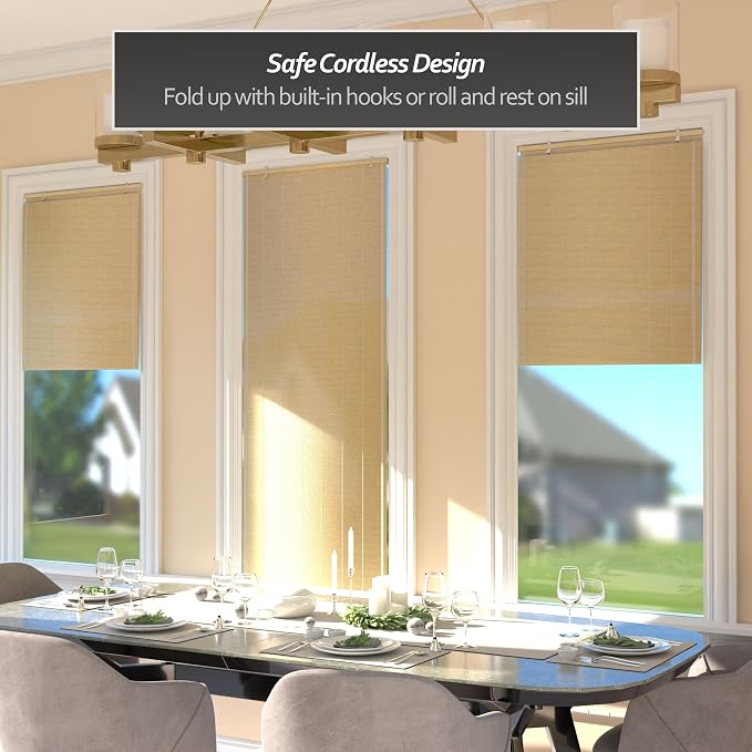 Red Lantern Matchstick Cordless Window Shade - Natural, 24" Wide