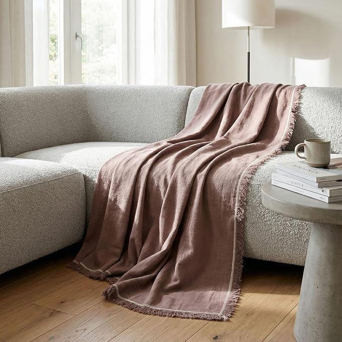 Odin Waffle Throw Blanket with Tassels, 50x66 Inch, 100% Turkish Cotton, Oeko-TEX Certified, Breathable Lightweight Throw for Couch, Sofa & Bed, Made in Turkey, Sand