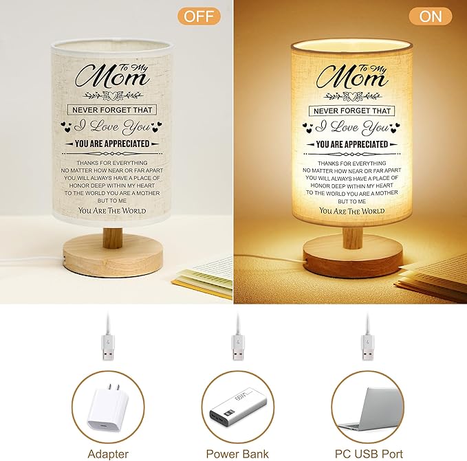 WSYEAR Birthday Gifts for mom from Son-Table Lamp Mom Gifts from Daughter for Mother Night Light Present for Mom Mothers Day Valentines Day Christmas
