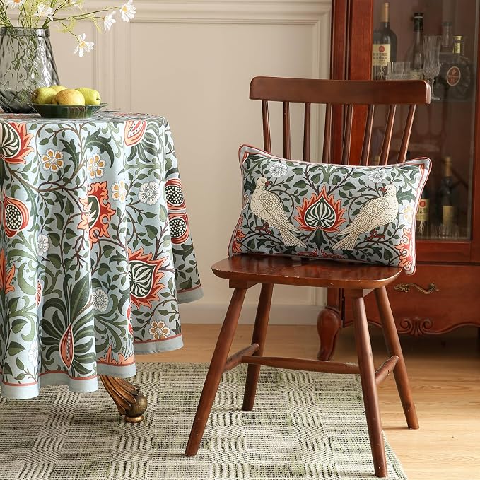 ISAENNE Vintage Linen Rectangle Throw Pillow Cover,Set of 2,20"x12"-Naples D