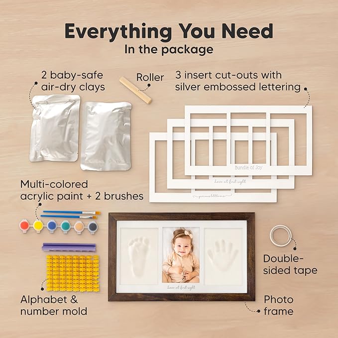 KeaBabies Baby Hand and Footprint Kit and Baby Solo Keepsake Frame Kit with Hand and Footprints - Baby Prints Duo Photo Frame for Newborn - Baby Footprint Kit, Baby Keepsake